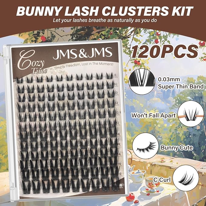 JMS&JMS Bunny Lash Clusters, Manga Eyelash Clusters C Curl, Anime Lashes Wispy Natural Invisible Band Bunny lashes with Waterproof (Bunny-8-18MIX)