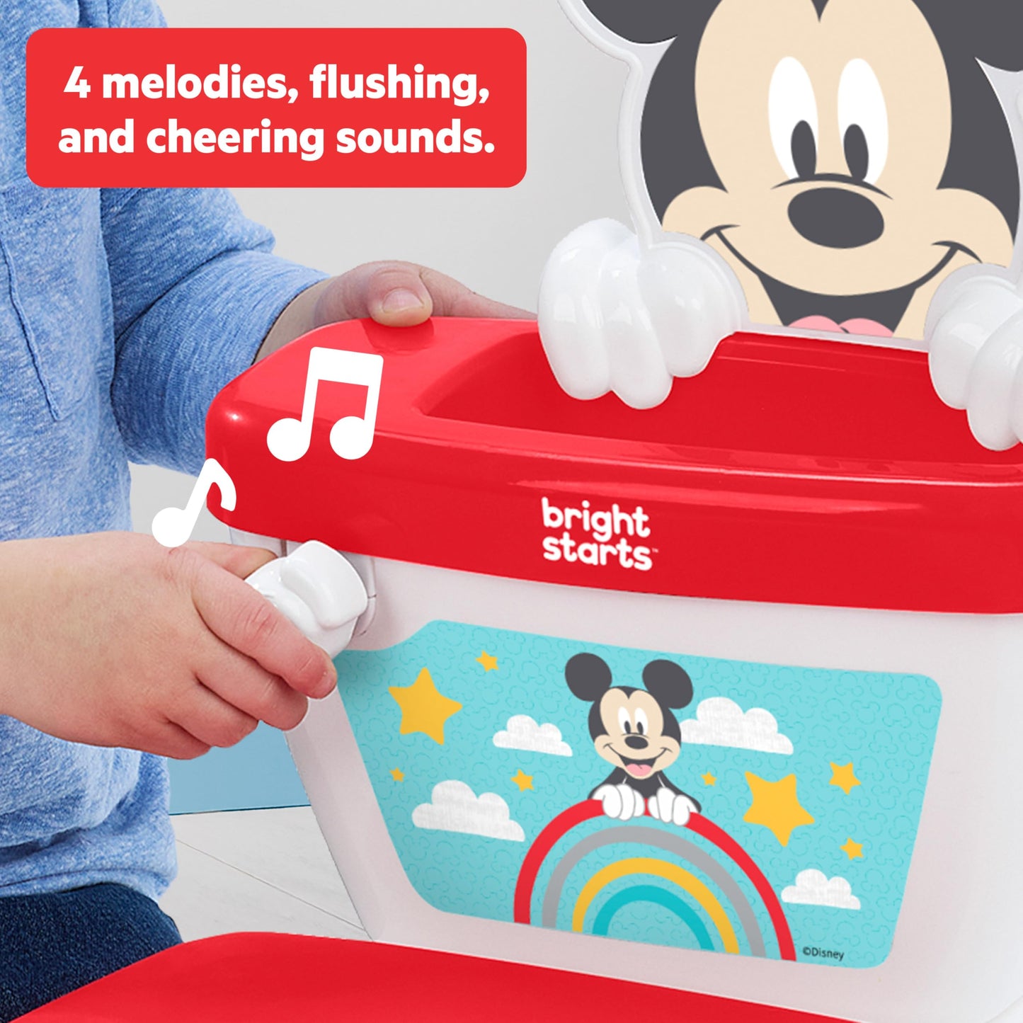 Bright Starts Disney Junior Princess My Size Potty Training Toilet, Toddler Potty Chair with Flushing & Cheering Sounds, Removable Seat with Splash Guard & Handles, Ages 18+ Months, Up to 50 lbs