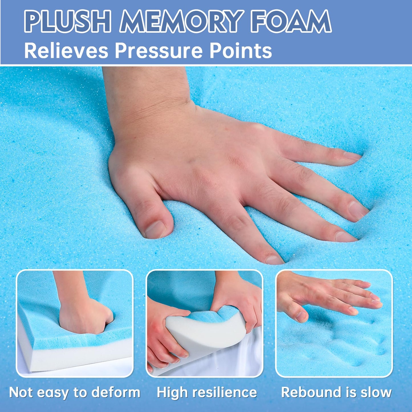 Upholstery Foam, 72" x 24" x 3" High Density Gel Memory Foam Padding Couch Cushion Support, Cut to Size Foam Replacement Pad for Sofa Sag Support
