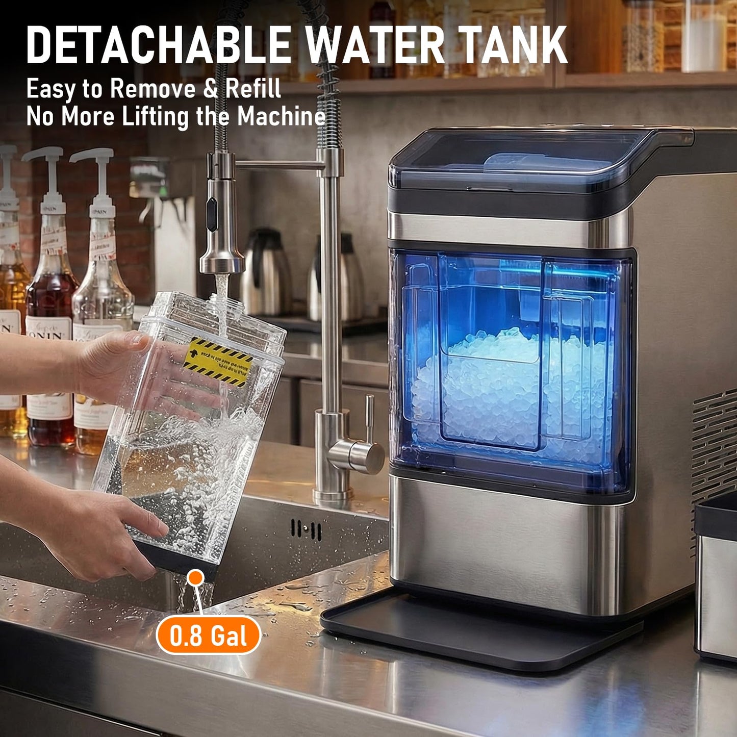 Nalison Nugget Ice Maker Countertop, Chewable Sonic Ice Maker with 41Lbs/24H, 9 Ice Cubes in 6 Mins,Self-Cleaning Portable Ice Maker with A Detachable 3L Water Tank Ultra Quiet for Home, Office