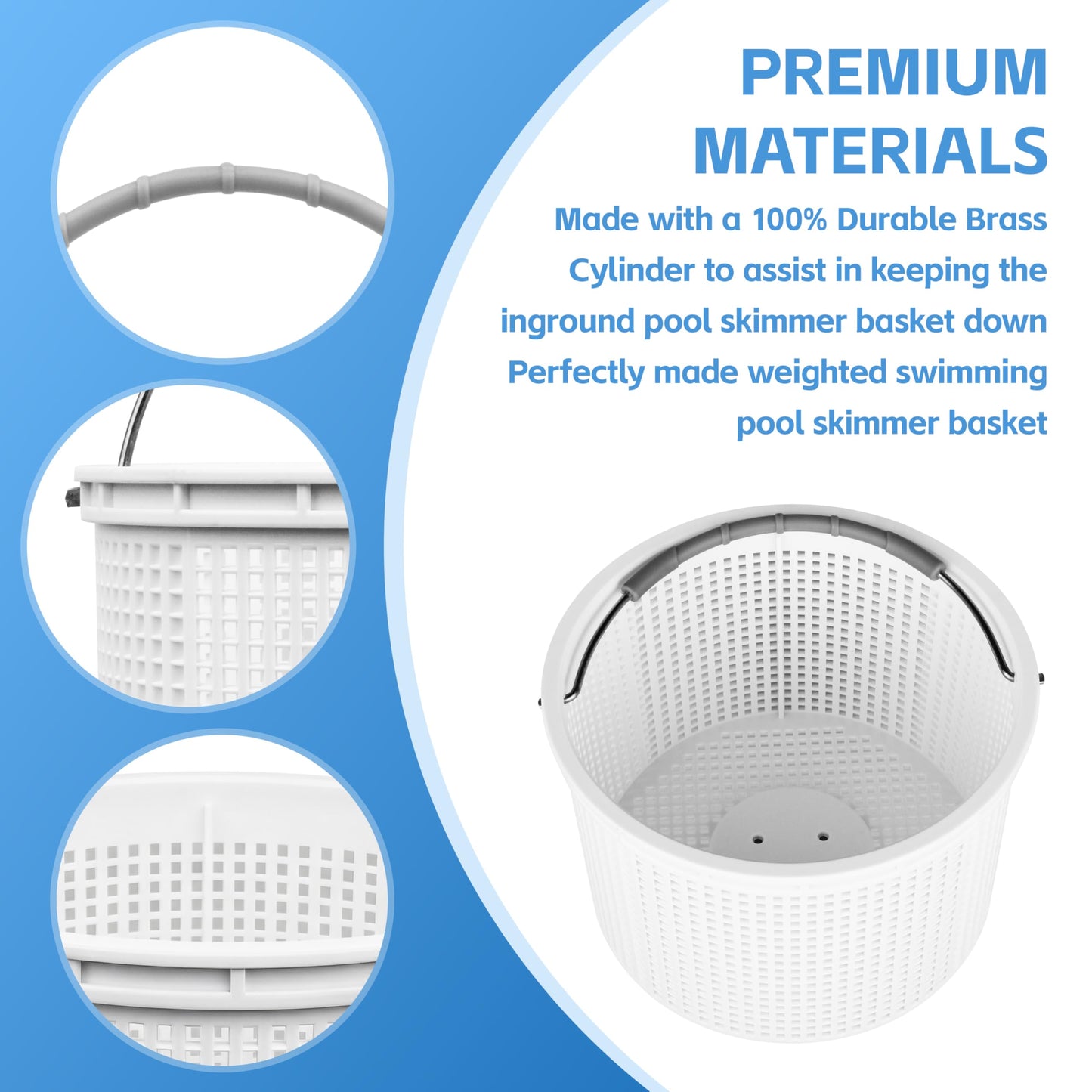 2026 New SPX1082CA Pool Skimmer Basket for Inground Pool Replacement Hayward Skimmer Basket SP1082 SP1083 SP1084 1085 1086 SP1075 ,for Aladdin B-152 Skimmer，316 Stainless Steel Handle with Rubber Grip
