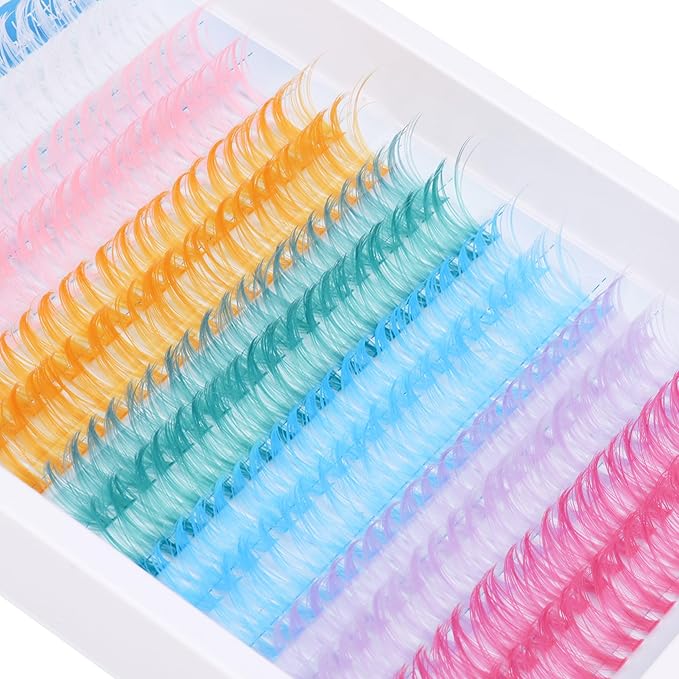 Colored Lash Extension Individuals 280 Pcs Colored Eyelashes Clusters 7 Colors Wispy 16MM 18MM Colorful Eyelash Extensions DIY at Home by Mavphnee