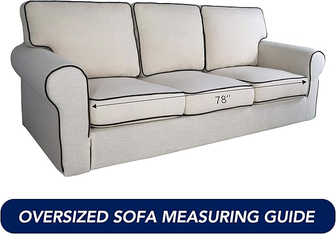 PureFit Super Stretch Sofa Slipcover – Spandex Non Slip Soft Couch Sofa Cover, Washable Furniture Protector with Non Skid Foam and Elastic Bottom for Kids, Pets （Oversized Sofa, Tan）