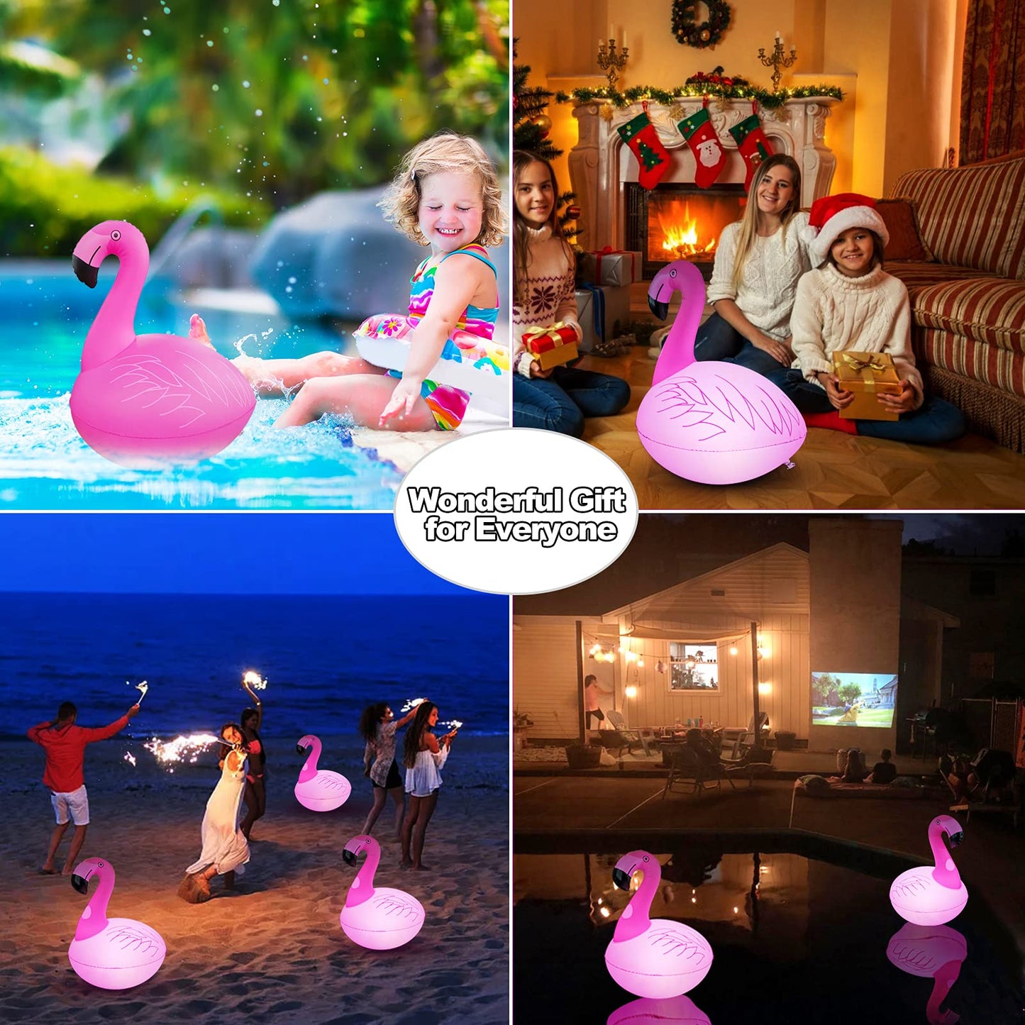 Cootway Flamingo Floating Pool Lights, Waterproof Inflatable Solar Pool Lights for Swimming Pool, Outdoor LED Glow Floating Light for Beach, Garden Backyard, Patio Lawn, Hot tub Decor (1 Piece)