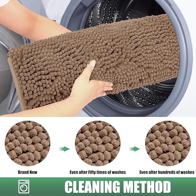 IM HOME Chenille Absorbent Outdoor Doormat 60" x 48", Washable Muddy Door Mats for Dog Non Slip Indoor Doormats Dog Mat for Muddy Paw Front Inside Doormats for Entryway Camel