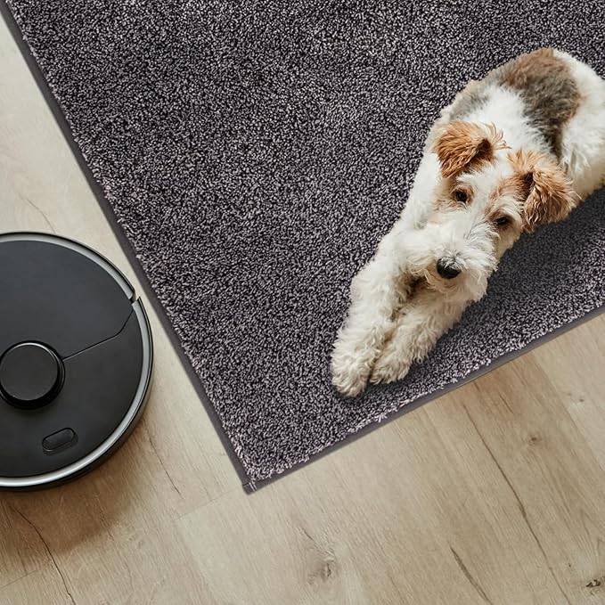 PURRUGS Easy Care Area Rug 4.5ft x 7ft, Non-Slip Washable Entryway Rug, Dog Door Mat, Stain Resistant Accent Rug for Hallway, Living Room, Bedroom and Mudroom, Light Grey-Dark Grey