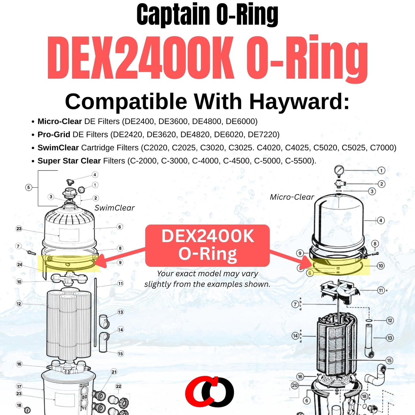 Captain O-Ring – Replacement DEX2400K O-Ring for Hayward Micro-Clear DE, Pro-Grid, Super Star Clear, SwimClear Filters