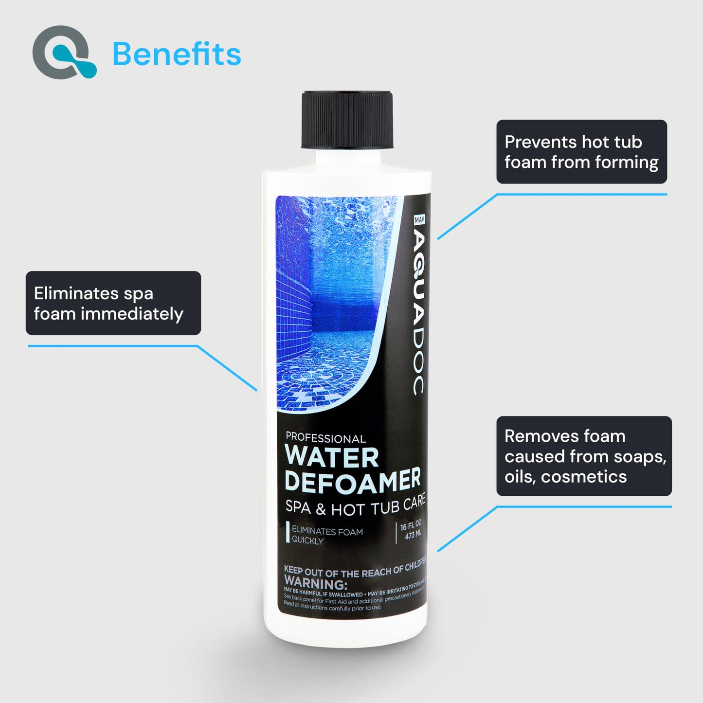 AquaDoc Spa Clarifier & Spa Defoamer Hot Tub Chemical Kit - Includes 16oz Water Clarifier & 16oz Anti-Foam for Hot Tubs