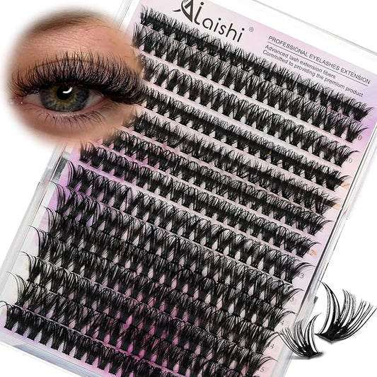 Lash Clusters, DIY Cluster Eyelash Extensions 9‑16mm, 60D, 280pcs D Curl Natural Volume Lashes–Fake Cat Eye Wispy Individual Clusters