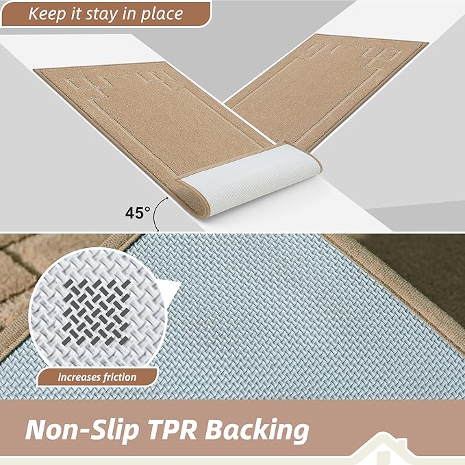 BEQHAUSE Door Mat 32" x 48", Non-Slip Door Mats Indoor Entryway Rugs Washable Low-Profile Absorbent and Stain Resist Floor Mats, Dog Door Mat for Front Back Door, Mud Wet Shoes & Paws, Beige