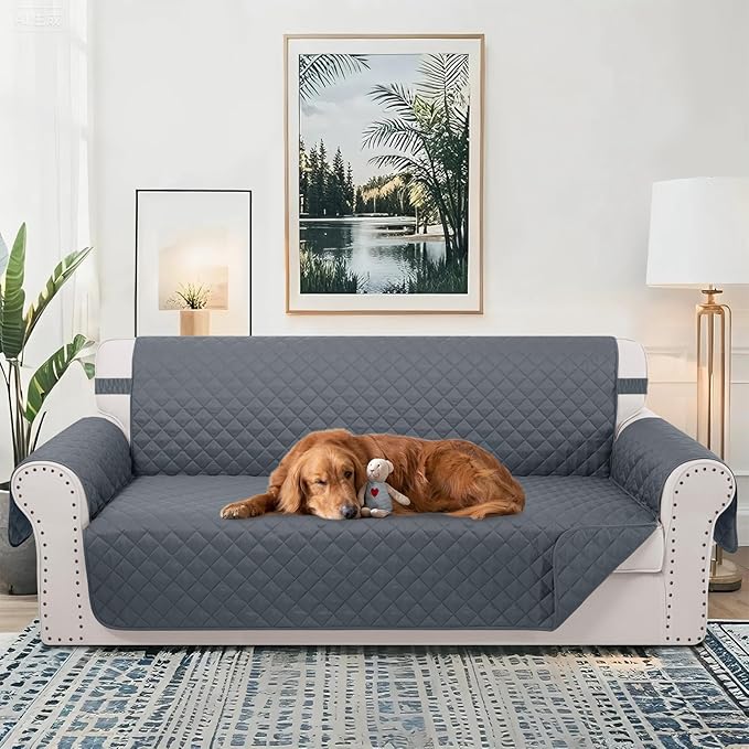 Reversible Sofa Covers Couch Cover Furniture Protector for Dogs Elastic Straps Water Resistant(Sofa,Dark Blue/Dark Blue)
