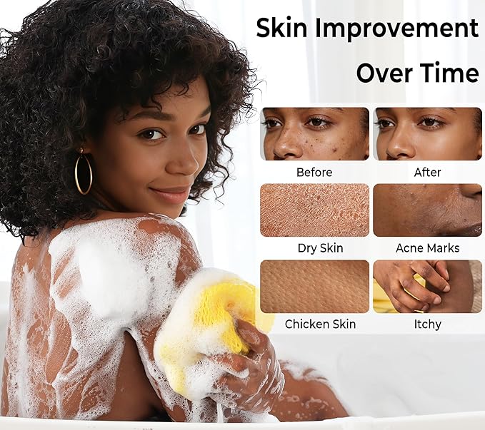 African Net Sponge with Knots - 2 Pieces Exfoliating Body Scrubber Bath Sponge - Back Scrubber Washcloth for Shower - Real African Scrub Exfoliator Body Care for Women