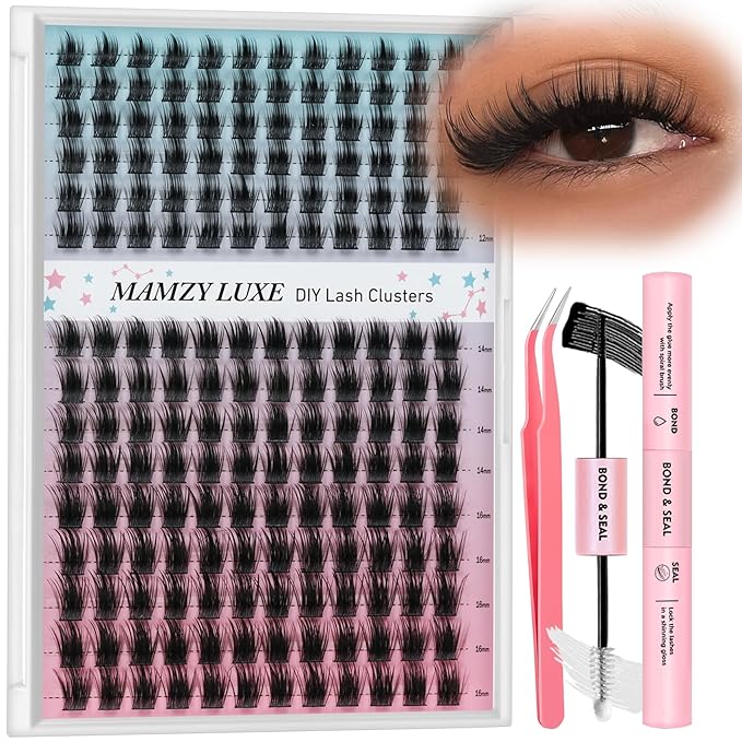 Wispy Eyelash Clusters Kit Manga Lash Clusters Kit 8-16MM 180Pcs Individual Lashes Clusters Natural False Eyelashes Spiky Thick Anime Cluster Eyelash Extension Kit by MAMZY LUXE
