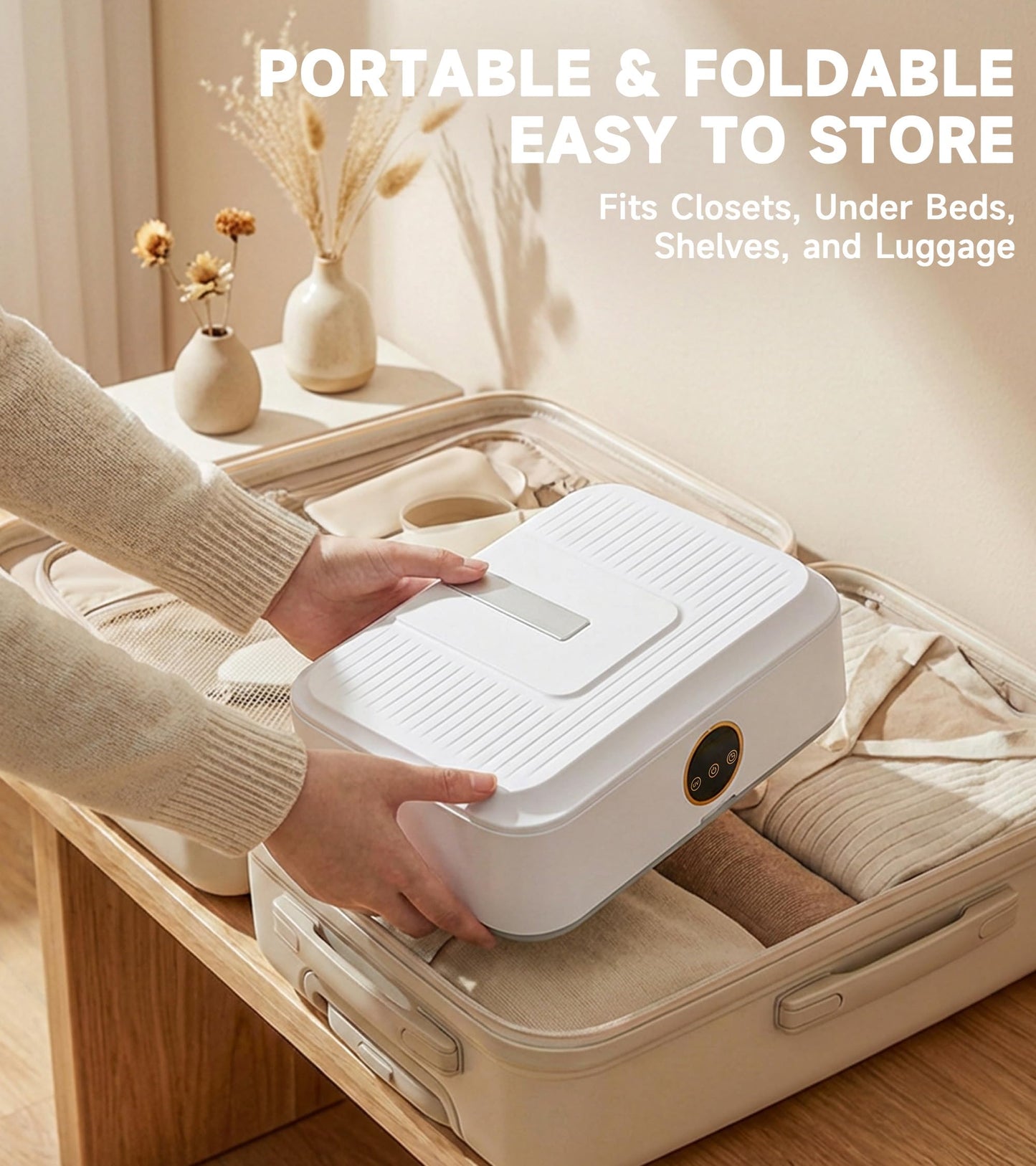 KAIUNTECLG Portable Clothes Dryer, 600W Fast Drying Mini Dryer for Apartments, Travel and RV, Compact Quiet Machine with Remote Control, 3 Timer Settings and Foldable Dry Bag