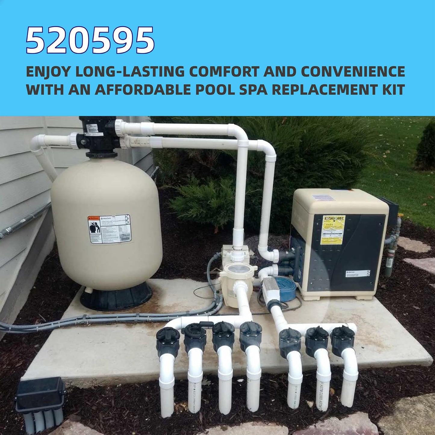 Black 520595 Union Replacement Kit Compatible with Pentair IntelliChlor&Ichlor Salt Chlorinator, Salt Cell Union Connector Kit for IC20 IC40 IC60 IC80 Pool/Spa Sanitizer and Automation Control Systems