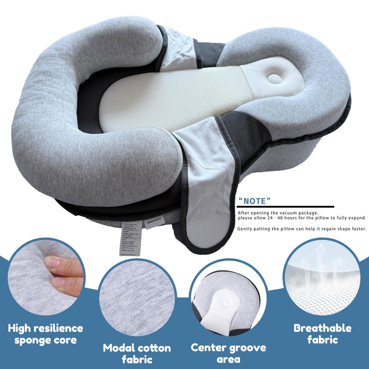 Baby Feeding Support Wedge Pillow, Infant Nursing Cushion with Gentle Incline for Bottle Feeding and Tummy Time, Portable Lounger Support