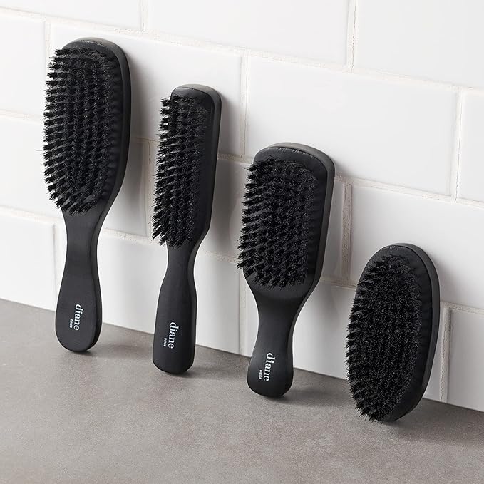 Diane 7-Row Boar Bristle Wave Brush – Soft 100% Boar Bristles for Fine to Medium Hair, 360 Waves, Smoothing & Polishing, Gentle on Scalp, Real Wood Handle, Beard & Mustache Styling