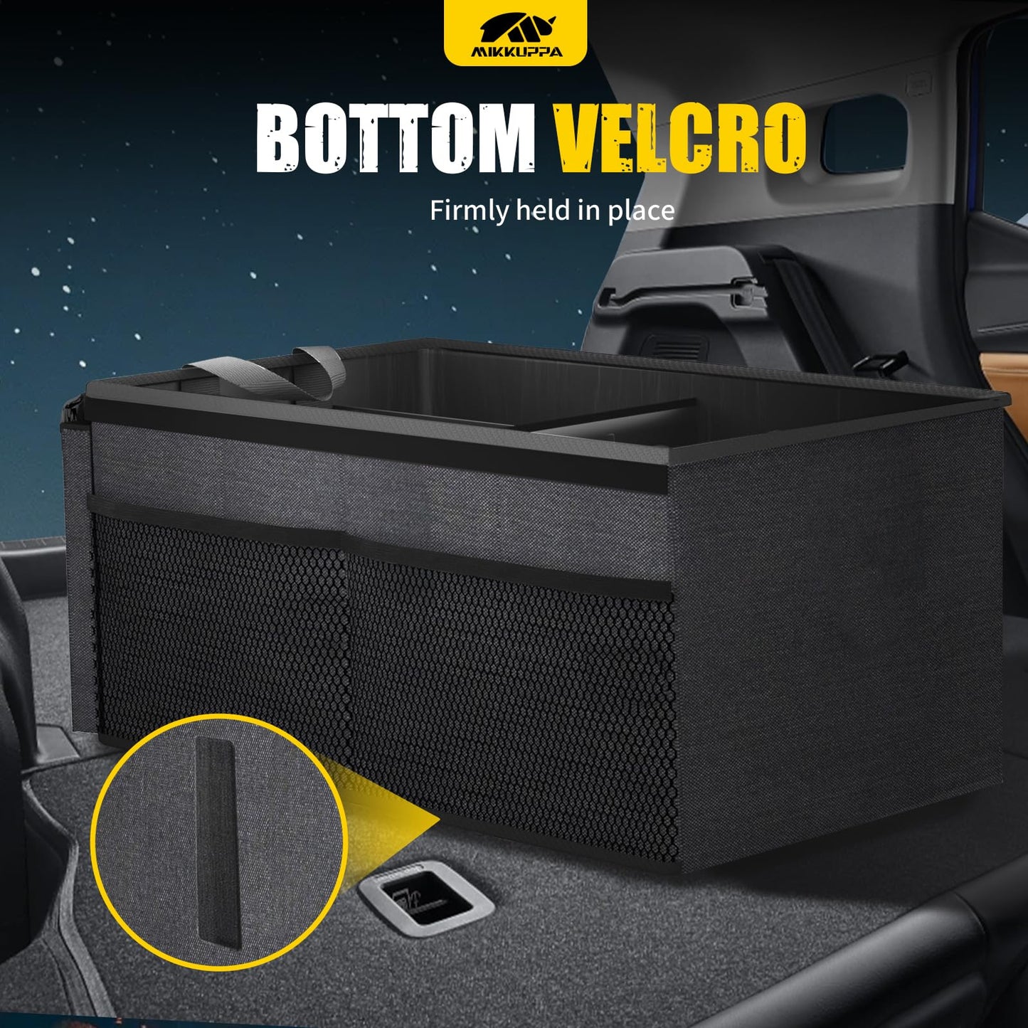 MIKKUPPA Car Trunk Organizer - 50L Collapsible Trunk Organizer, Sturdy Car Storage for SUV Auto Truck Van with Non Slip Bottom (Black)