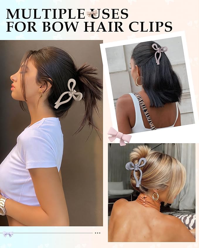 4 PCS Bow Hair Clips for Women Bow Claw Clip 5" Extra Large Hair Claw Clips for Thick and Long Hair Cute Bows Big Clip
