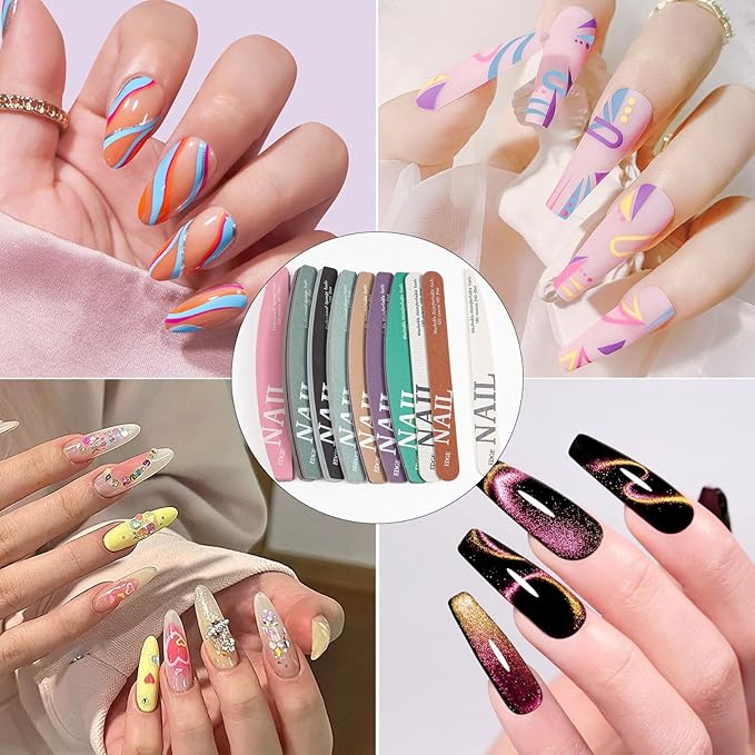 110pcs Nail Care Kit,10pcs Nail Files Different Grit Straight and Half Moon, 100pcs Wooden Nail Care Sticks, Cuticle Manicure and Pedicure Stick for Salon Home (Wooden Kits)