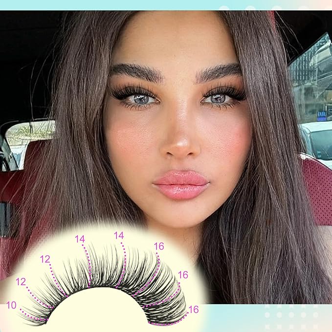 Yawamica Lash Extension Kit Wispy Lash Clusters Kit 10-16mm Eyelash Extension Kit C Curly Eyelash Clusters 228pcs Individual Lashes with Waterproof Lash Bond and Seal Lash Tweezers for Hybrid Look