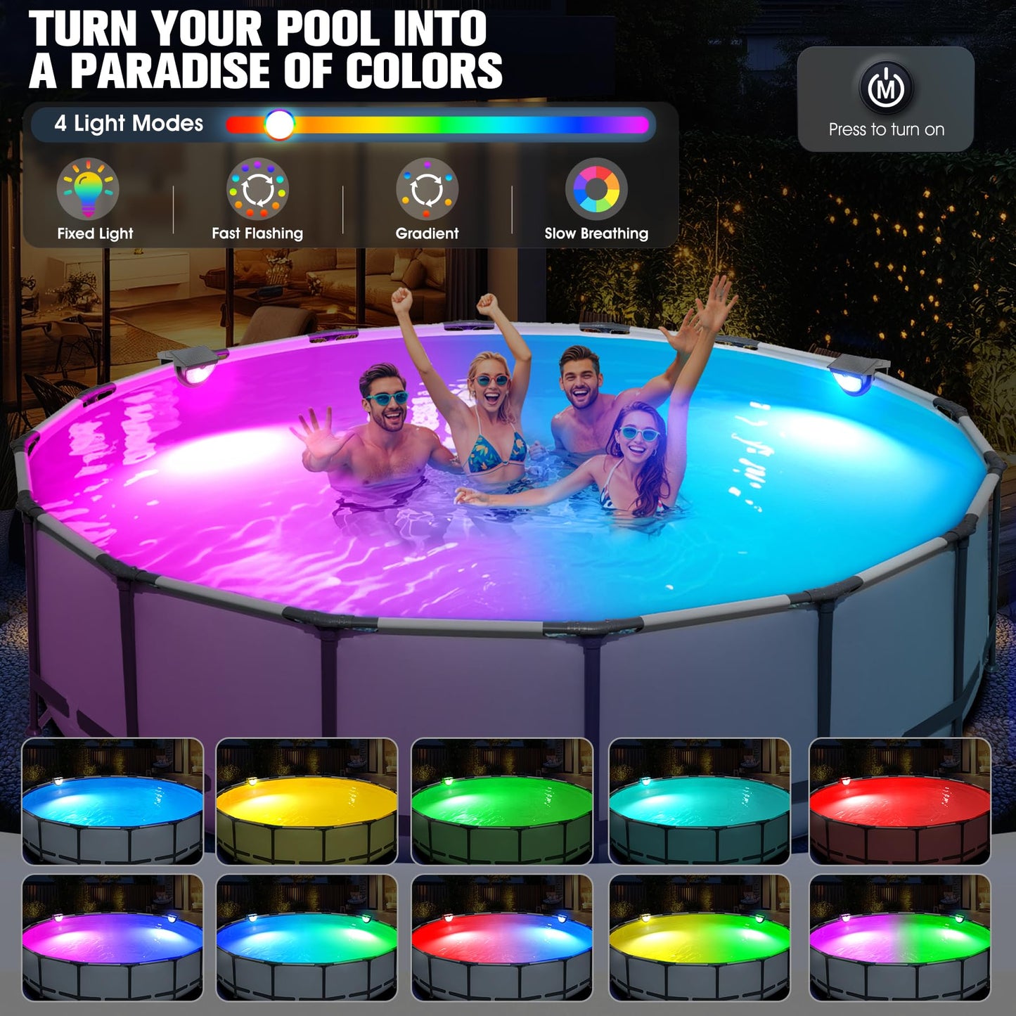 Solar Pool Lights,2026 Upgraded Solar Powered Above Ground Pool Lights,Frame Pool light Waterproof,Outdoor Swimming Pool Solar Light,Color Changing Pool Lighting for Above Ground Pool Accessories-2PCS