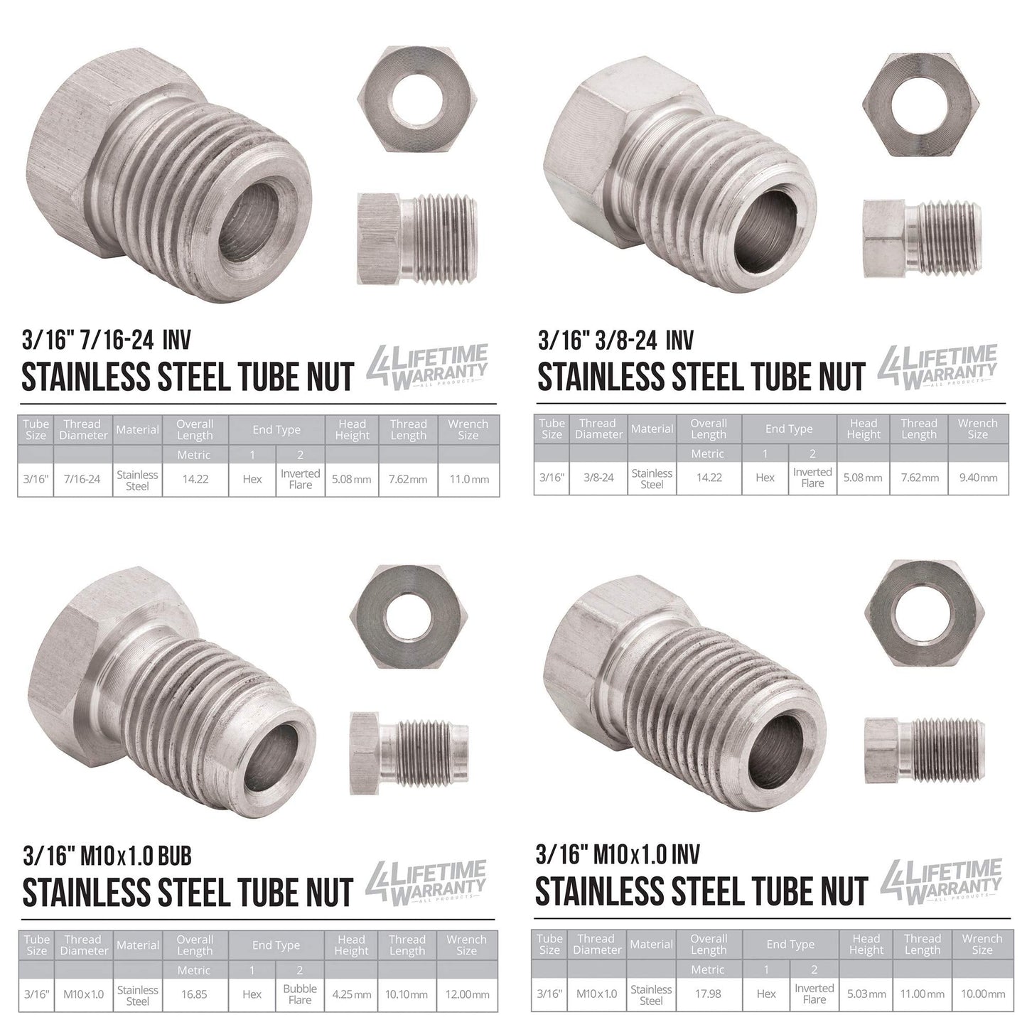 4LifetimeLines – 3/16" x 25' Stainless Steel Brake Line Kit | 316L Marine-Grade Tubing with 16 SAE Fittings | Corrosion & Rust Resistant | 15,310 PSI | Universal Fit for Cars & Trucks