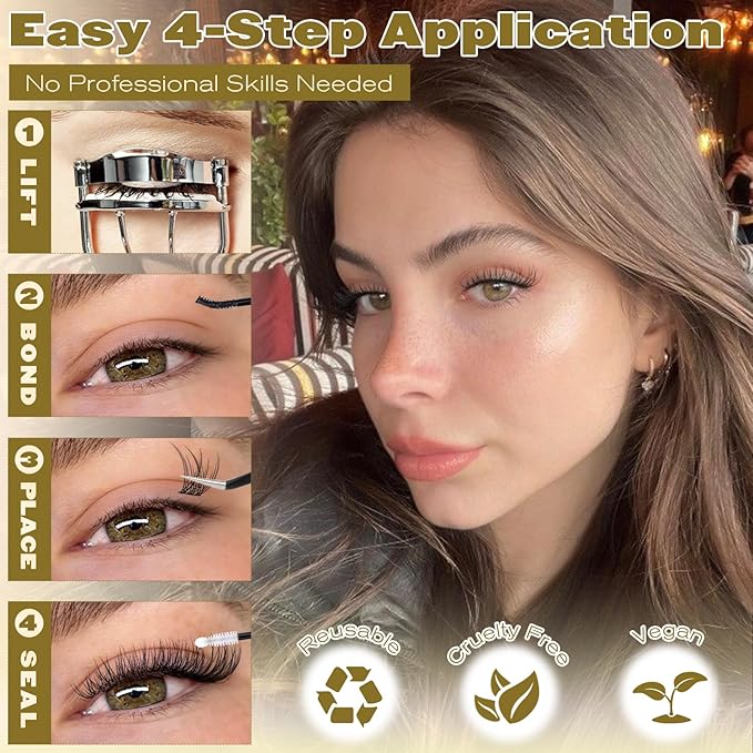 ALICE Wispy Natural Lash Clusters Invisible Band Eyelash Clusters Vegan DIY Eyelash Extensions Reusable Lightweight Lash Extensions for Daily No Makeup