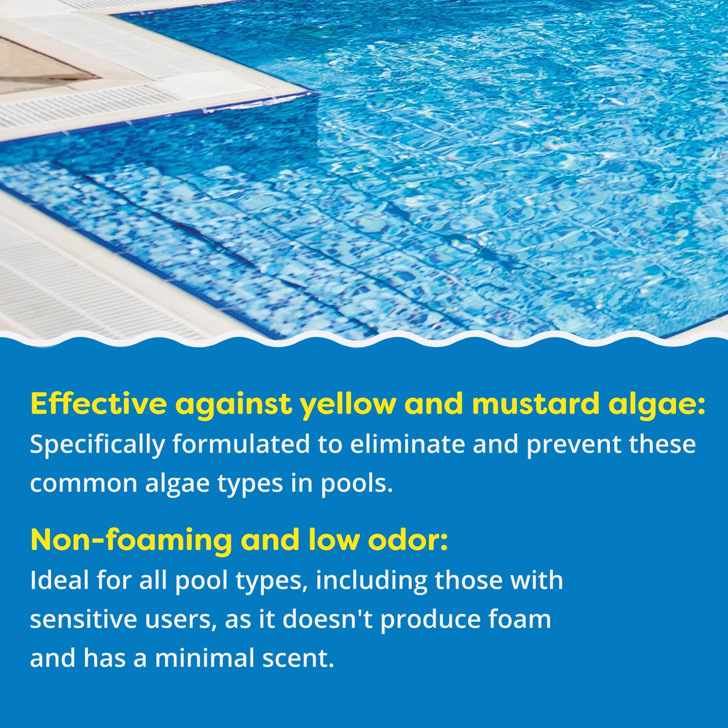 In The Swim Super Algaecide for Above Ground or Inground Swimming Pools – Low Odor, Non-Foaming Preventative for Yellow/Mustard Algae in Swimming Pools - 7.1% Chelated Copper – 1 Quart