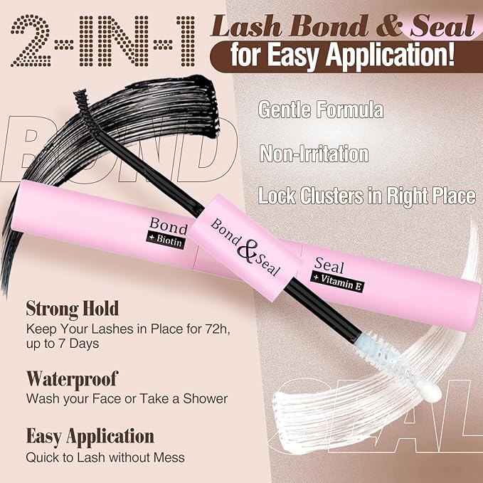 Yawamica Brown Lash Clusters Kit Fluffy Lash Extension Kit 10-16mm Wispy Eyelash Clusters D Curly Cluster Eyelash Extensions 50D Individual DIY Lashes Kit with Waterproof Bond and Seal Lash Tweezers