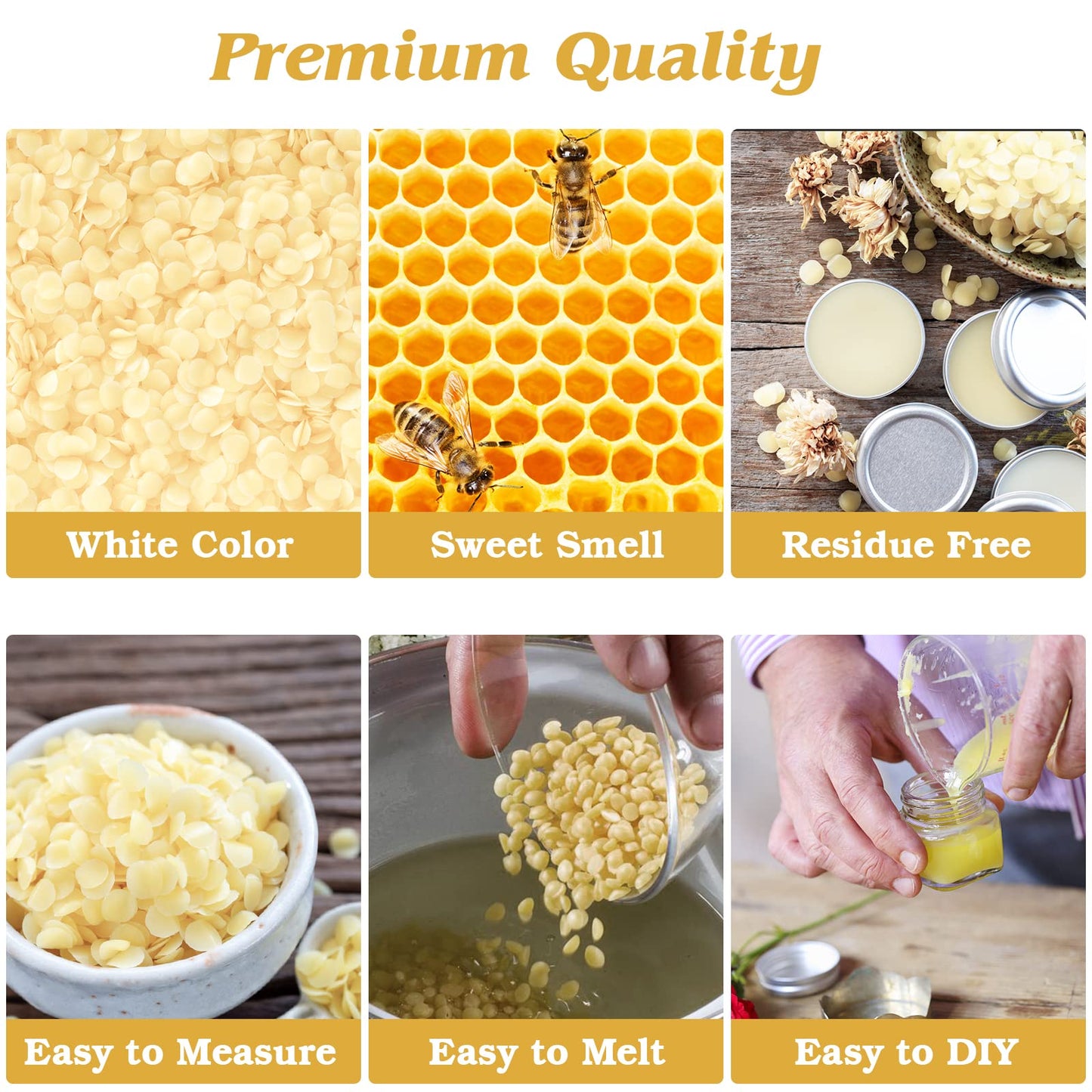 Beeswax Pellets 5LB Beeswax Triple Filtered Beeswax Pastilles for Candle Making Great for DIY Projects (5LB)