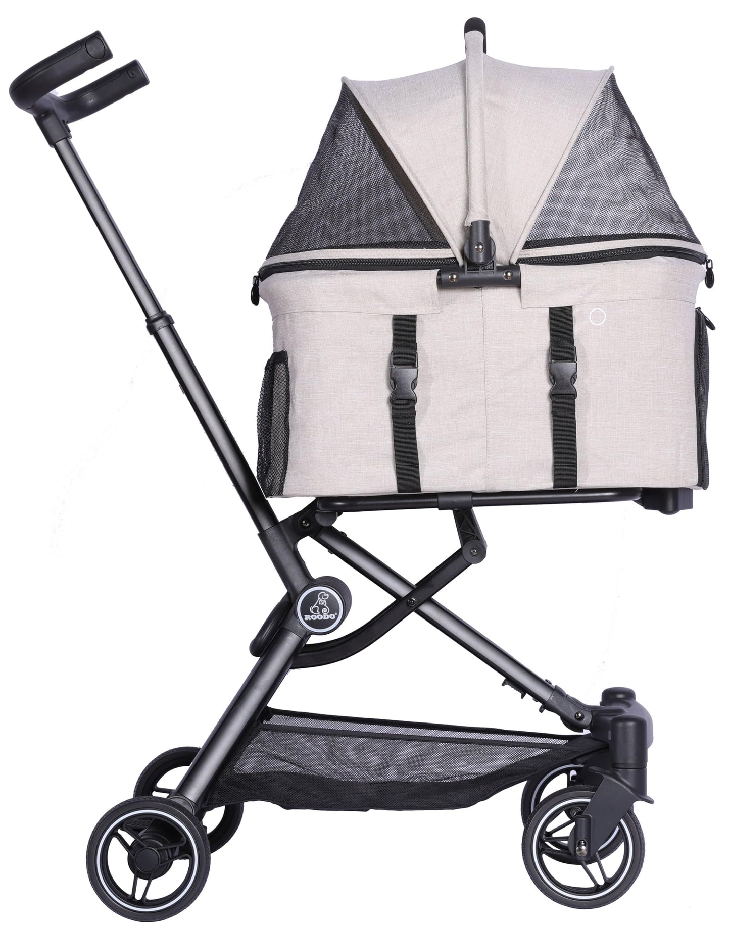 ROODO 2026 Upgraded Version 3 in 1 Dog Cat Stroller with Detachable Carrier Lightweight Folding Portable All Terrain Pet Travel System Puppy Kitty Doggie Bunny Stroller for 30lbs(Light Khaki)