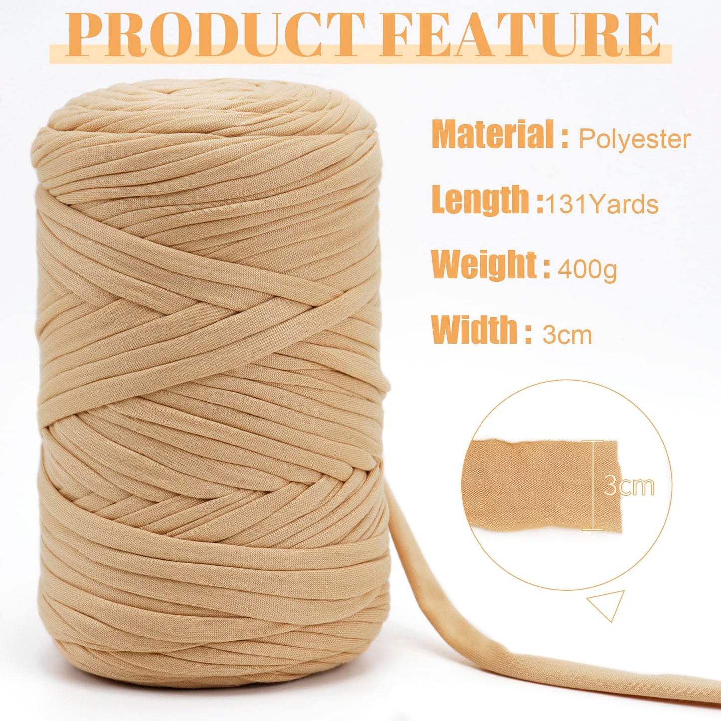 JeogYong T-Shirt Yarn, 400g/131 Yards Elastic Fabric Crochet Cloth T Shirt Yarn, Thick Hand Knitting Polyester Fabric Ribbon for Crocheting Bags/Baskets/Rugs, Home Decor, DIY Crafts (Royal Blue)
