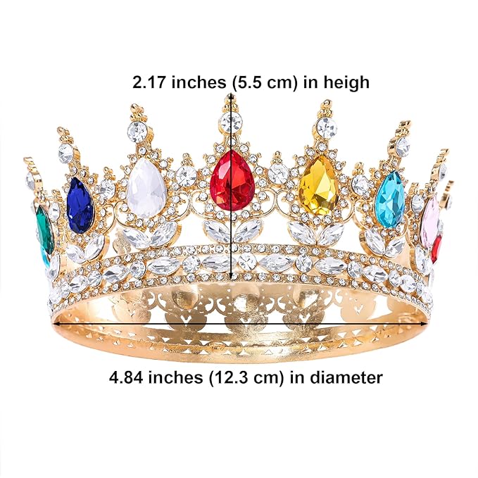 Multicolor Queen Crown for Women Crystal Tiara for Women Rhinestone Wedding Headband for Bride Hair Accessories for Costume Birthday Party Prom Gifts