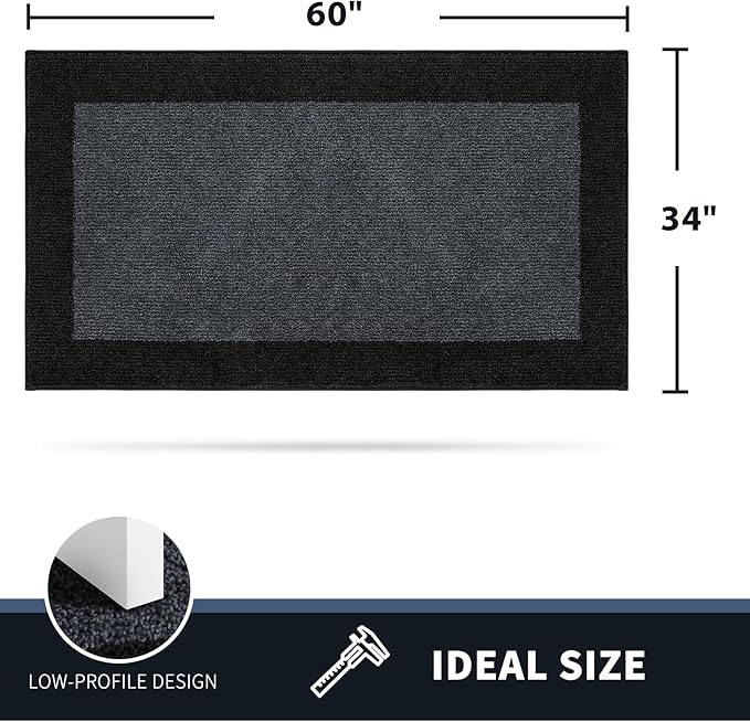 PURRUGS Dirt Trapping Door Mat 34" x 60", Non-Slip Washable Entry Mat, Dog Doormat, Front Door Mat, Super Absorbent Entrance Mat for Muddy Shoes & Paws, Bluish Grey & Charcoal
