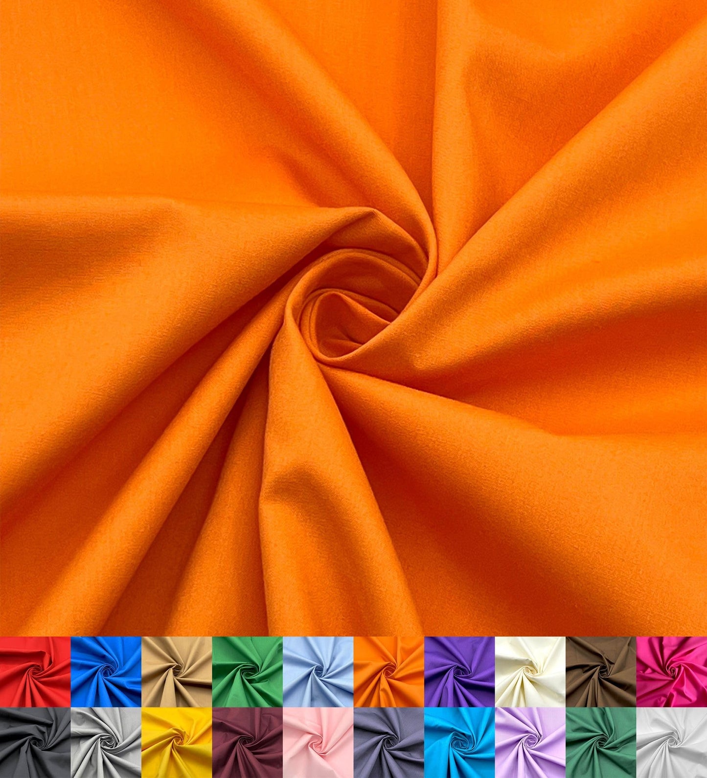 EOVEA - Cotton Polyester Fabric by The Yard – 60" Wide Broadcloth Fabric, Soft, Lightweight & Breathable Material for Lining, Curtains, Bedding, Skirts, Sewing Projects (Orange, 15 Yard)