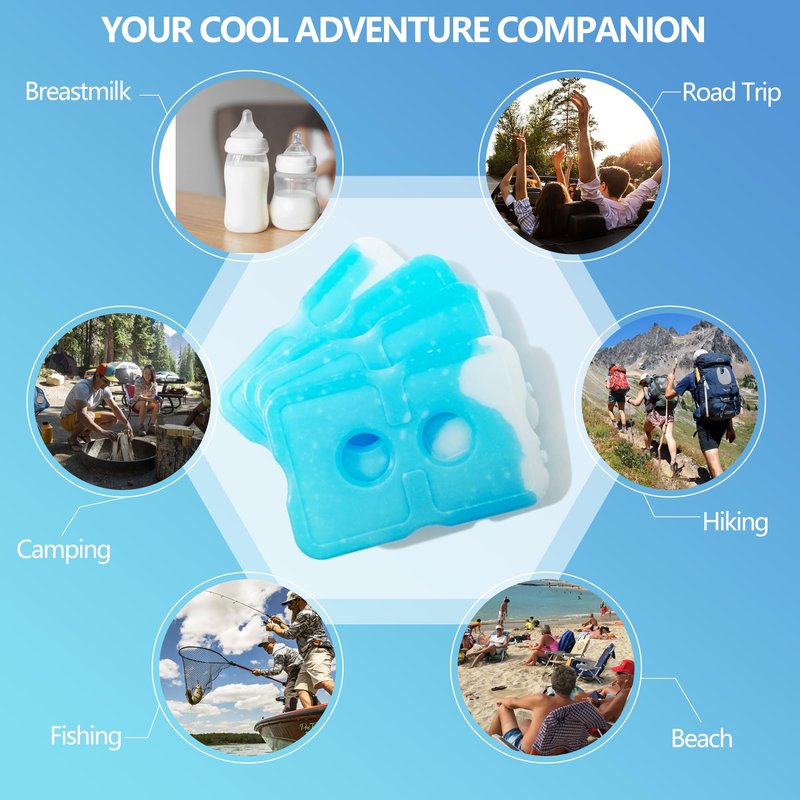 Ehzyaz 4Pack Reusable Ice Packs for Lunch Boxes - Long-Lasting Freezer Packs Compatible with Cooler Bag, Refreezable Flat Ice Packs, Cooler Accessories for Insulated Bags, Picnic and Travel