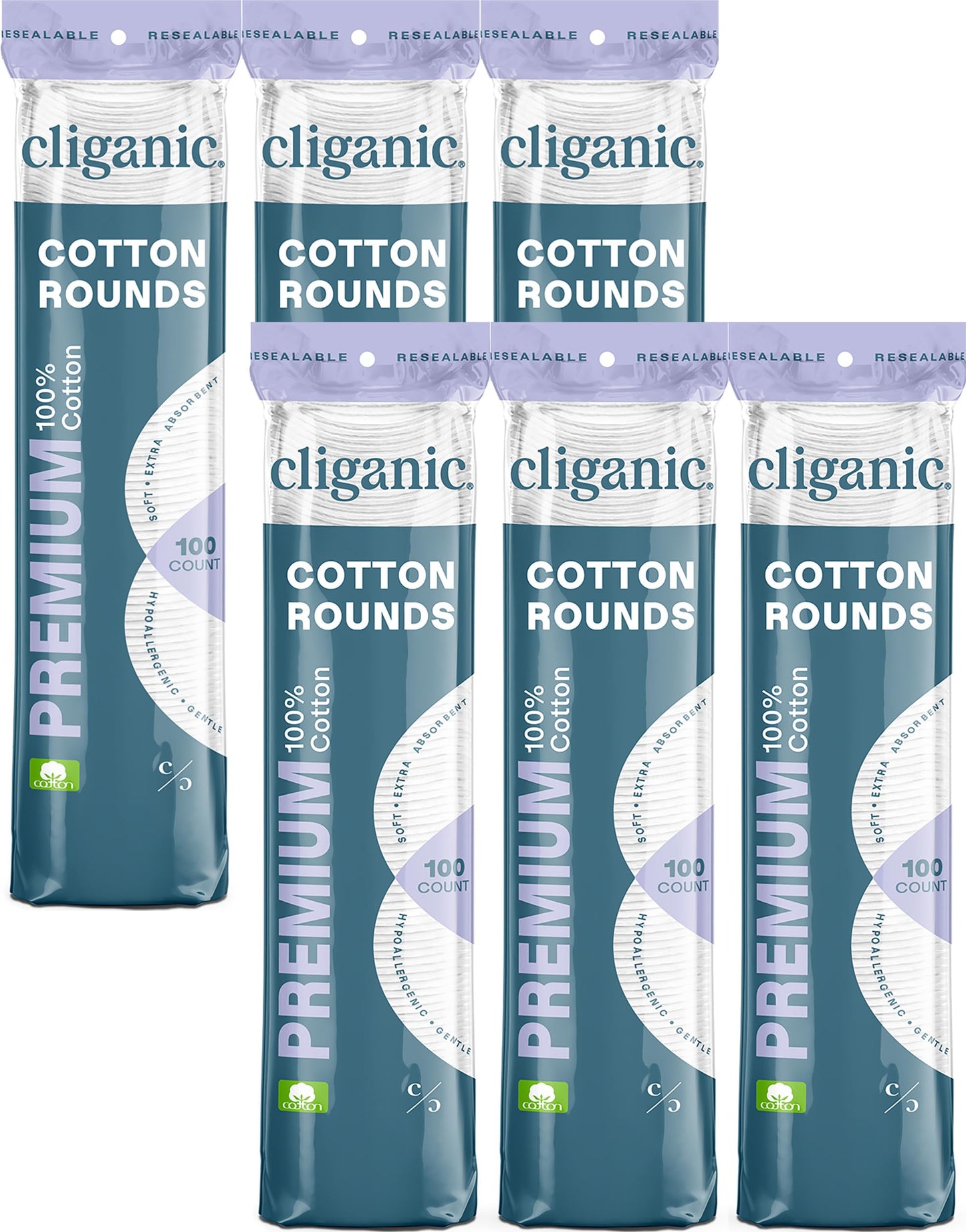 Cliganic Premium Cotton Rounds for Face (600 Count) - Makeup Remover Pads, Hypoallergenic, Lint-Free | 100% Pure