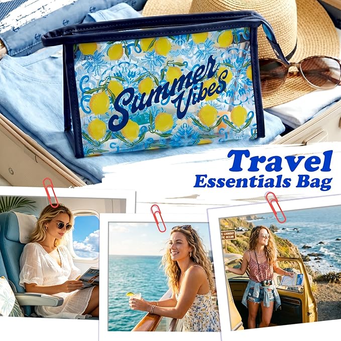 COSHAYSOO Sunscreen Bag Clear Makeup Toiletry Pouch Beach Vacation Essentials for Women Teen Girls Trip Gifts Summer Pool Travel Must Have Accessories Waterproof Stuff