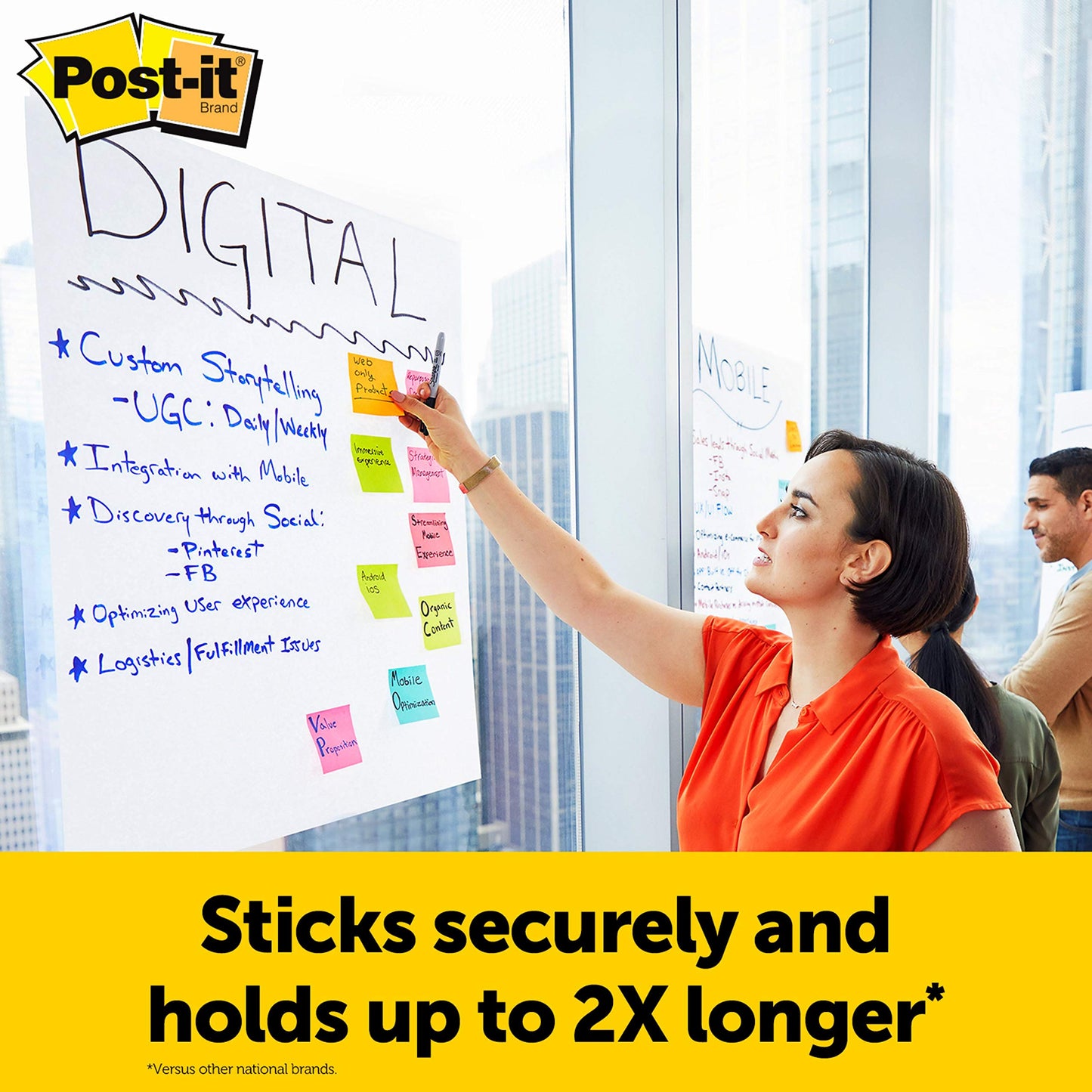 3M Post-it Easel Pad, 20 in x 23 in, White, 20 Sheets/Pad, 2 Pads/Pk, Mounts to surfaces with Command Strips included