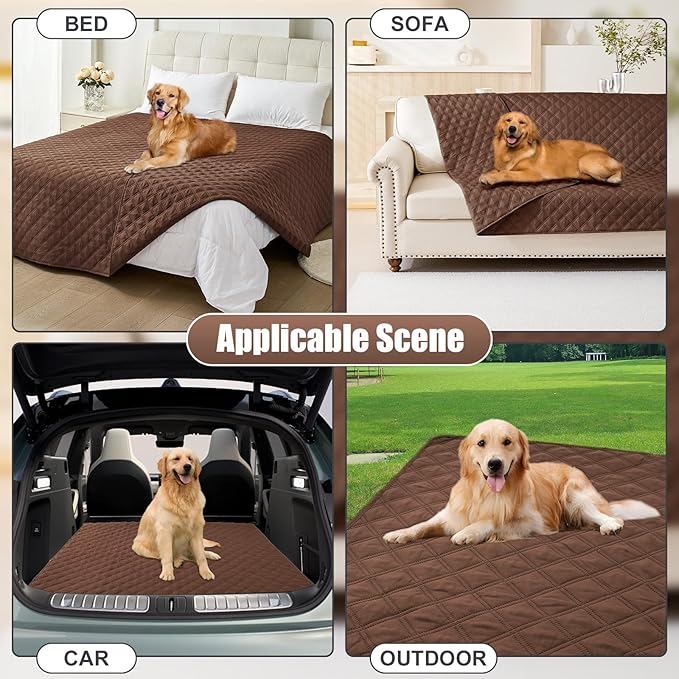 Smiry Waterproof Dog Bed Cover Pet Blanket, Soft Washable Dog Blanket for Furniture Bed Couch Sofa Reversible, Checkered (40"x70", Brown/Brown)