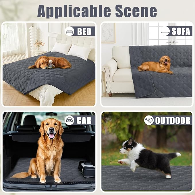Smiry Waterproof Dog Bed Cover Blanket 30x70, Soft Reversible Pet Blanket, Washable Leakproof Cats Dogs Couch Cover for Sofa, Couch, Furniture, Dark Grey/Dark Grey