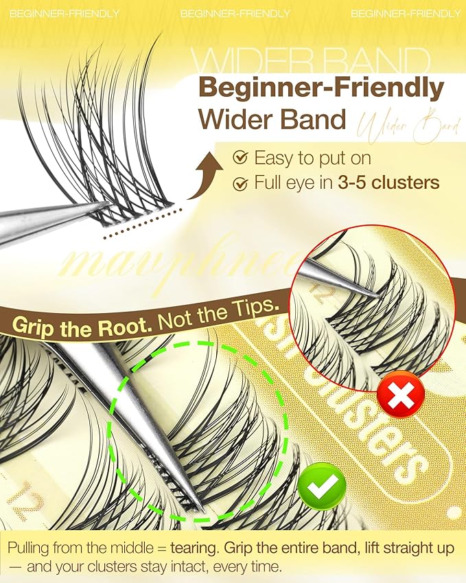Lash Clusters 12-14-16MM Natural Cluster Eyelash Extensions with CC-Curly & Clear Band Wispy Pestañas Postizas Naturales 144Pcs DIY Lashes For Big Eyes, Natural Yet Noticeable Look