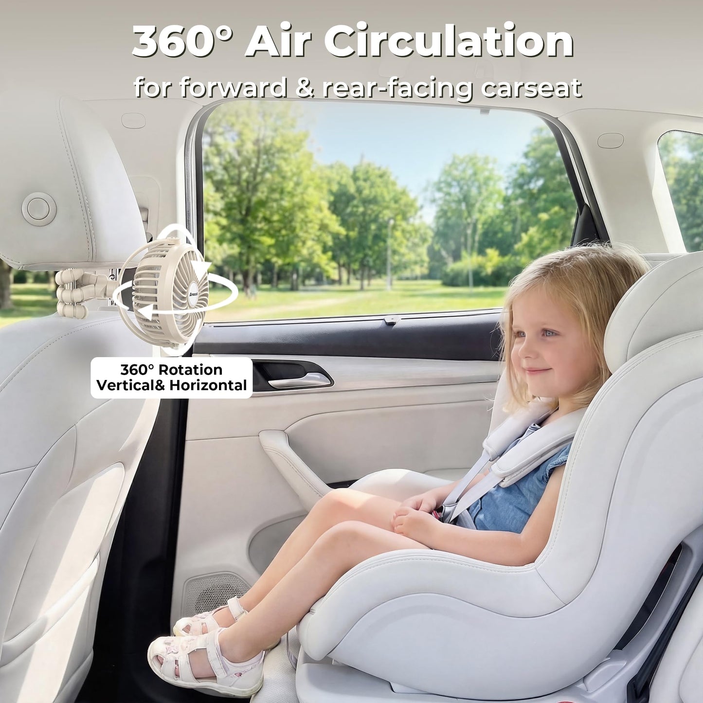 AMACOOL Battery Operated Stroller Fan, Baby Travel Essentials for Beach Disney, Newborn Boy & Girl Showers Gifts Registry Search, Rechargeable Clip On Fan for Car Seat Wagon Crib Bike Treadmill