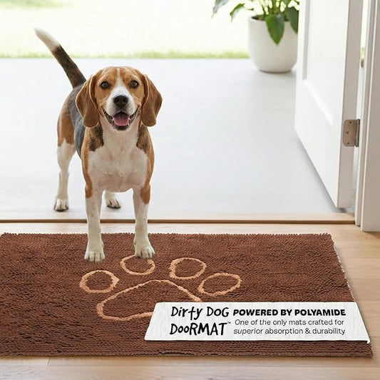 Dog Gone Smart Dirty Dog Doormat - Fast Drying Rug with Super Gripper Backing for Clean Floors - Super Absorbent and Machine Washable Mat for Muddy Paws - Mocha