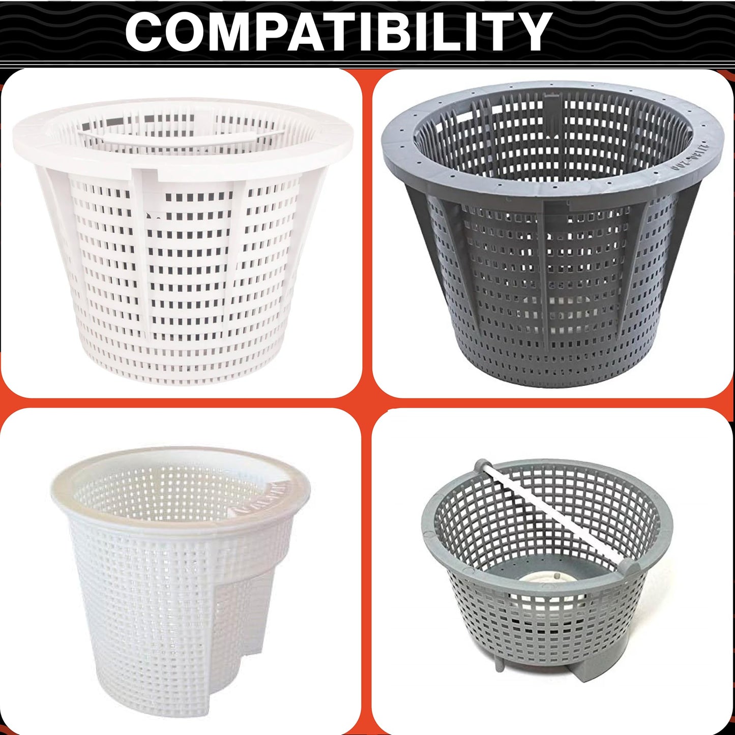 Swimables 8 Inch Skimmer Basket Compatible with Pentair Skimmer Basket 85014500 and S200 Pentair Pool Skimmer Basket | Built-in Brass Weight | 316 Stainless Steel Handle & Convenient Rubber Grip