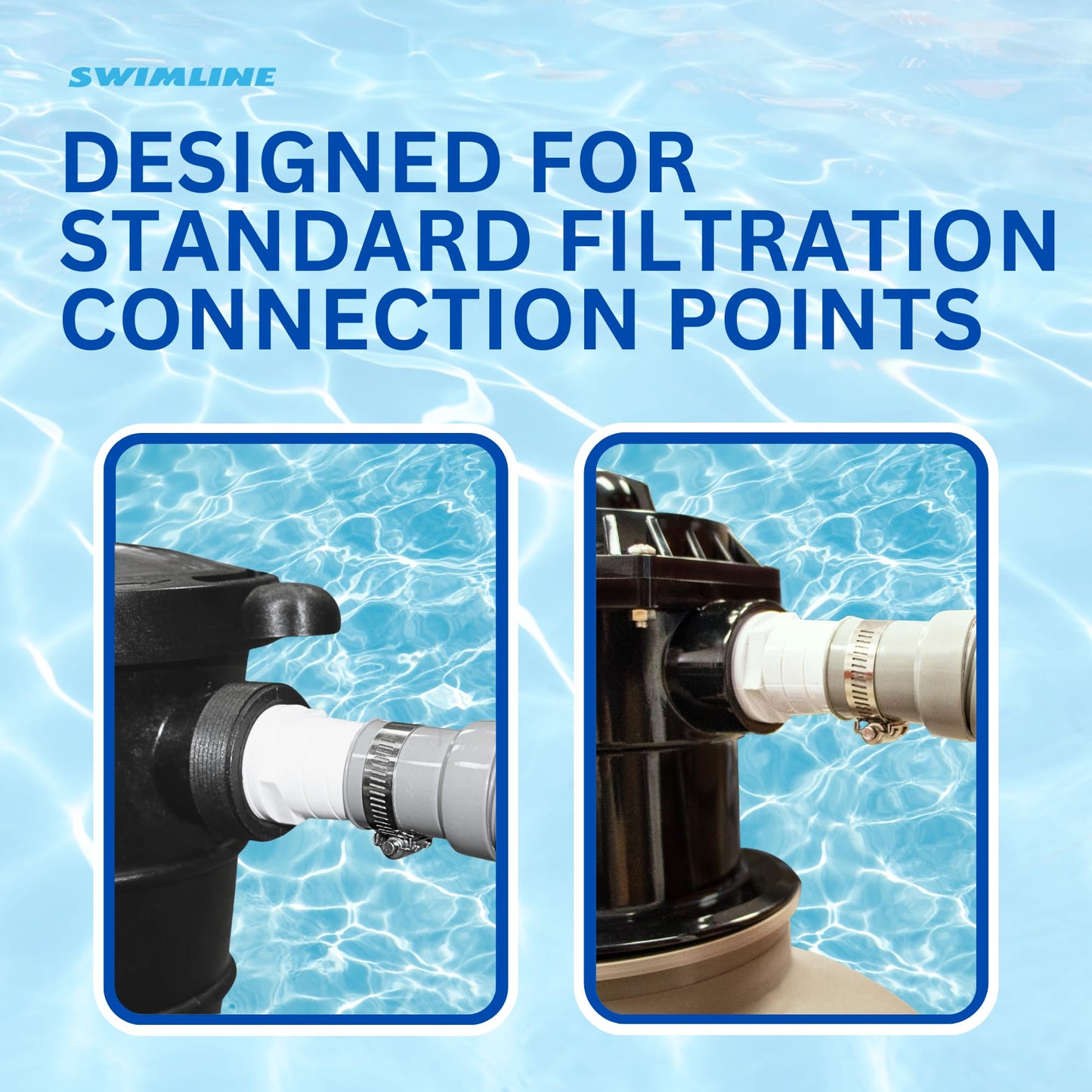 SWIMLINE HYDROTOOLS Pool Pump Filter Connection Hose W/ Cuff | 1.5 Inch X 3 Foot | Heavy-Duty Flexible, Durable & Leakproof | Chemical & UV Resistant | For Above Ground Pools Skimmer Filters & Pumps