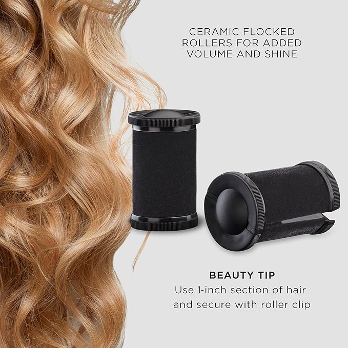 Conair Hot Rollers for Long,Medium & Short Hair,12 Jumbo 1 ÃÂ½" Heated Hair Rollers with Clips,Hot Curlers for Women,Volume & Curls,Amazon Exclusive,Black,(Pack of 4)