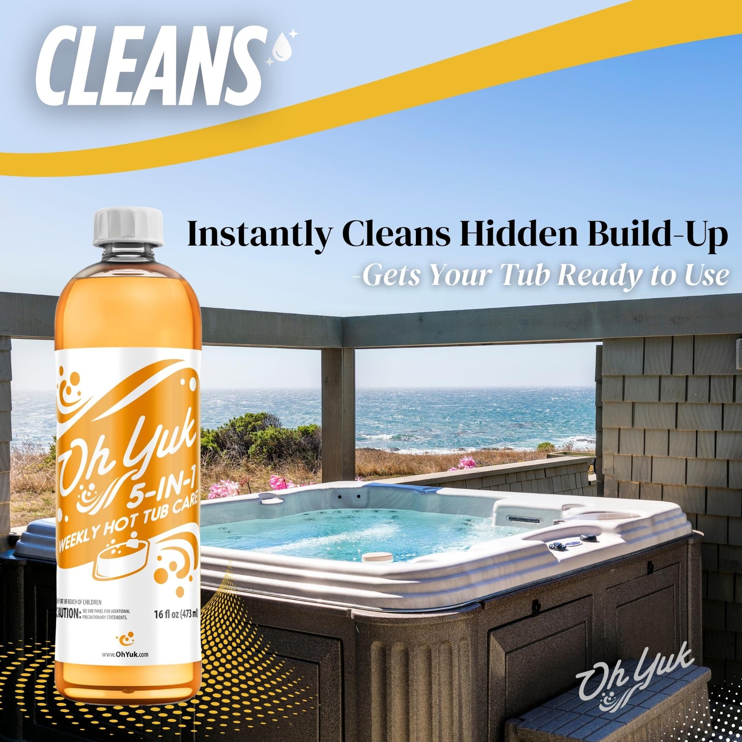 Oh Yuk 5-in-1 Weekly Hot Tub Chemicals (2 Pack) – All-in-One Hot Tub Cleaner & Spa Protector | Clarifier, Conditioner & pH Support | Spa Chemicals for Hot Tub Water Care
