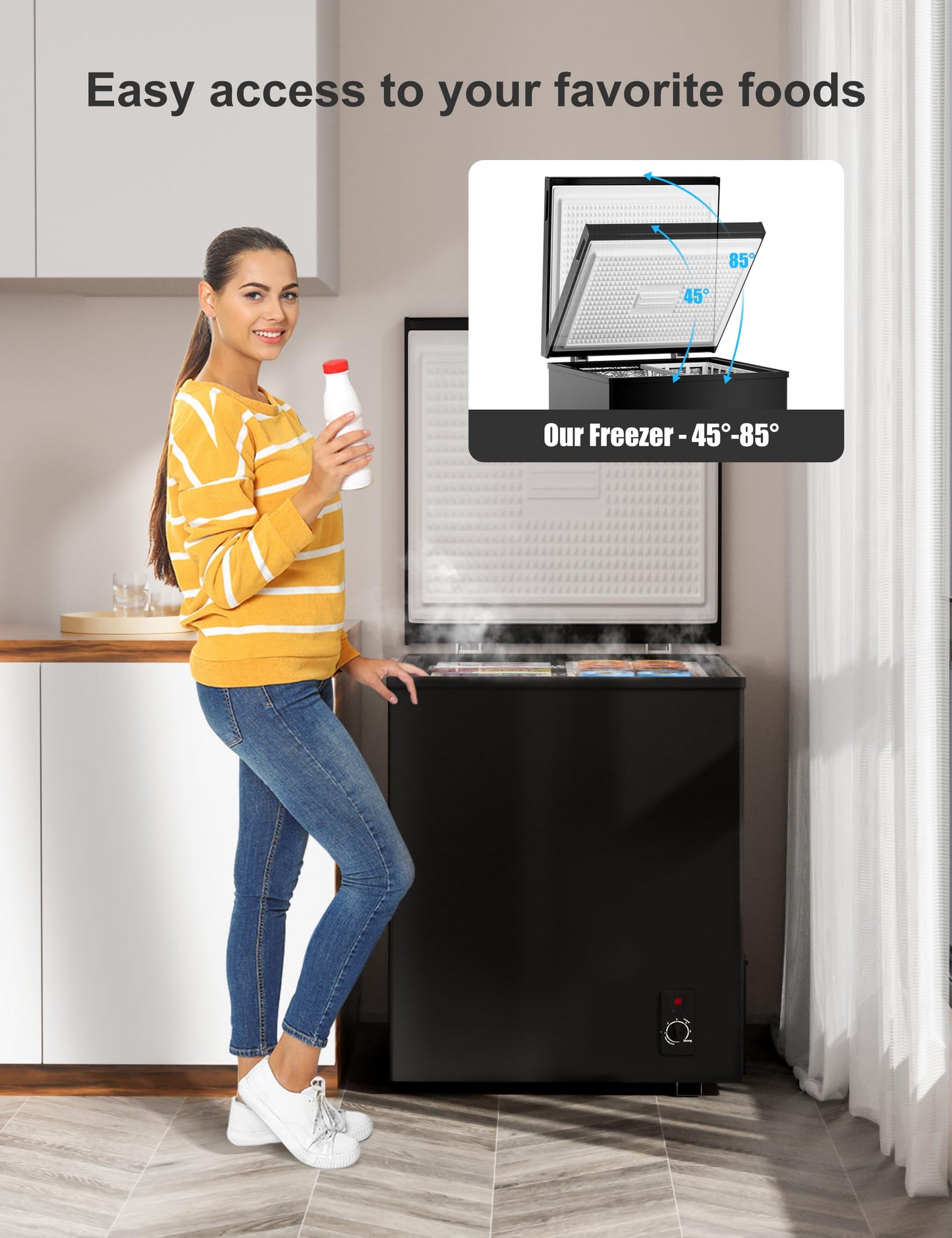 3.5 cuft Chest Freezer - Compact, Energy-Efficient Mini Deep Freezer with Removable Baskets for Apartments, RVs & Garages - Quiet Operation